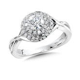 Spiral Double Halo Engagement Ring W/ Polished Shank